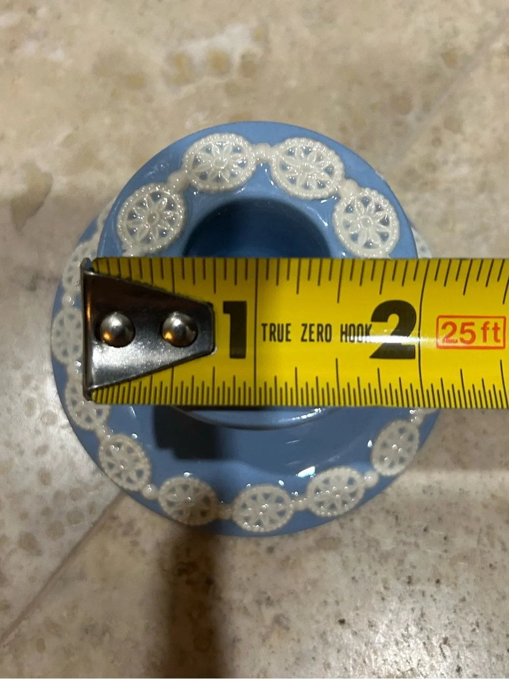 vintage Wedgwood Jasperware blue and white small candlestick holder w/ Lace